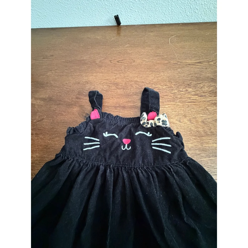 Gymboree Black Cat Corduroy Dress 3T Toddler Girl Jumper Halloween Cute